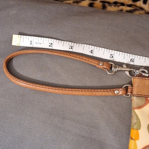 Fossil Key-Per Wristlet 7" x 4" Coated Canvas Leather Retro Floral Clutch - Picture 6 of 8